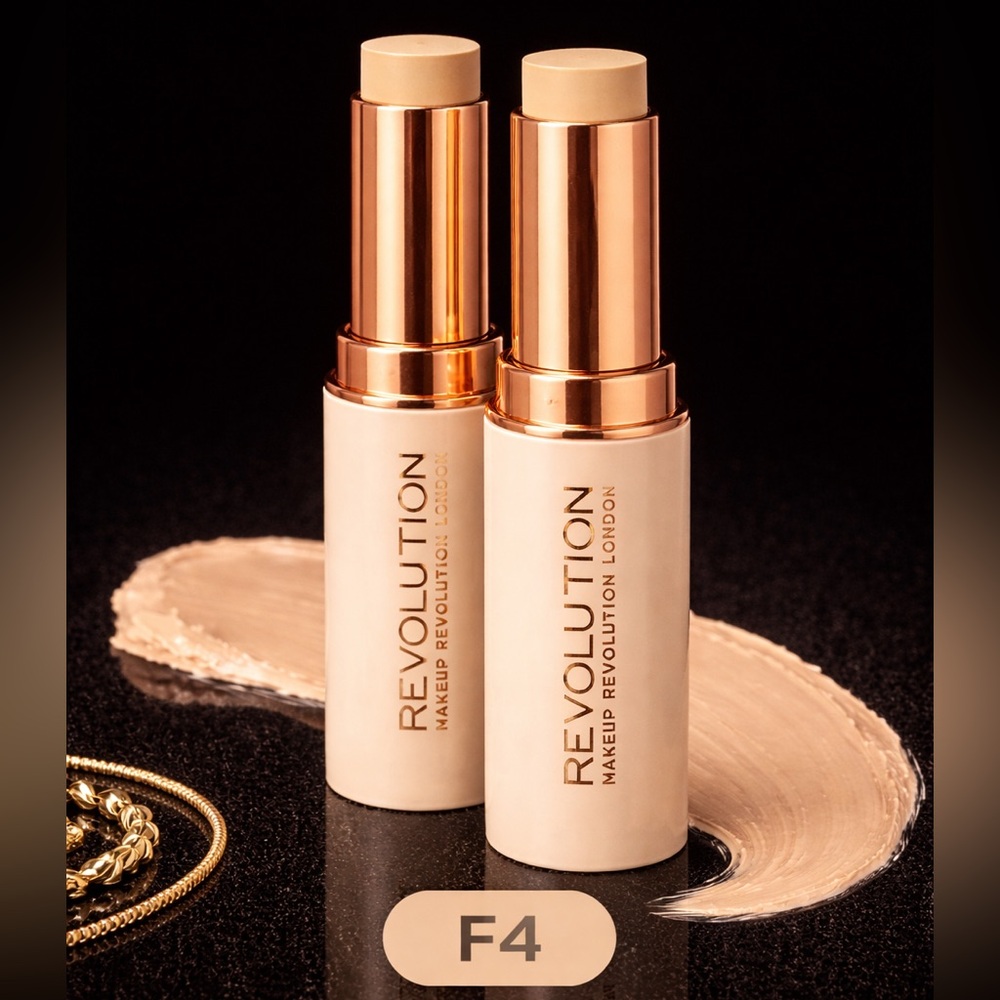Makeup Revolution Fast Base Stick Foundation Shade F4 Light Neutral 2-Piece Set